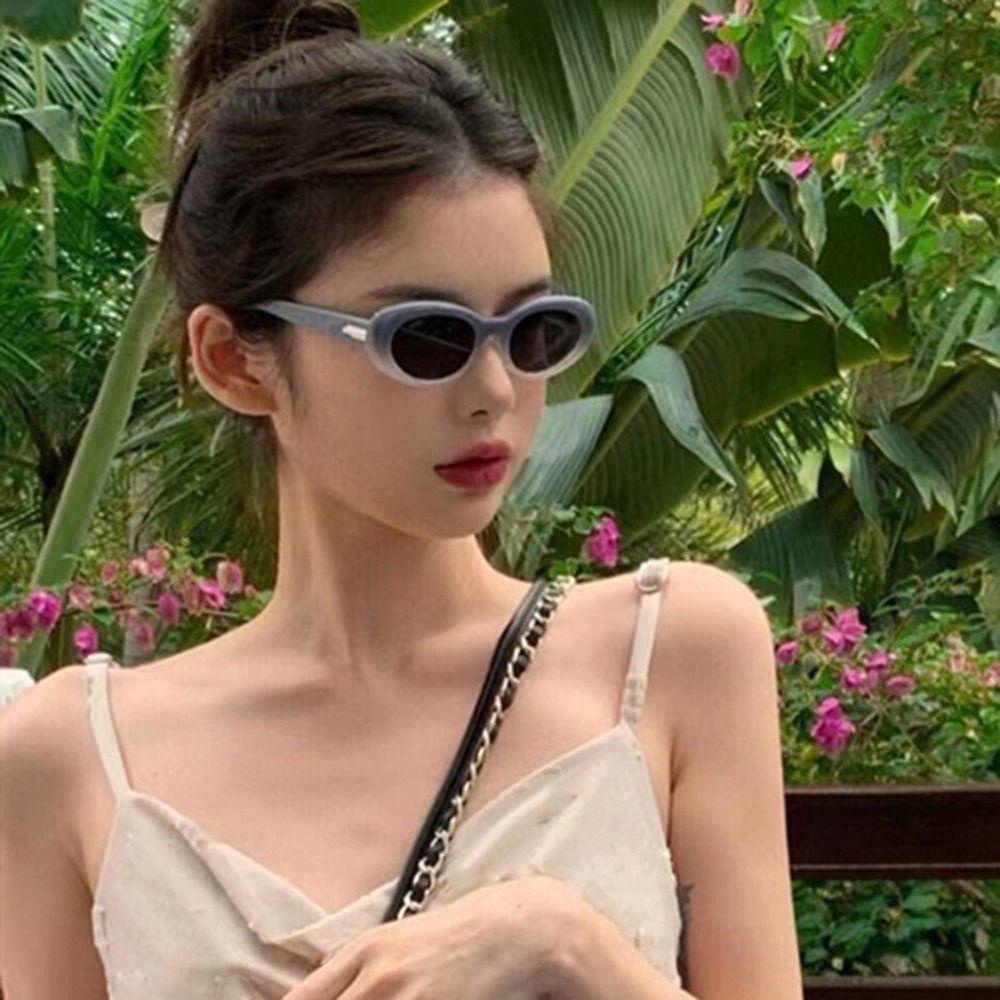 Needway   Wanita Kacamata Hitam Seaside Kacamata Elegan Keren Jennie Yang Sama Kacamata Bersepeda Hip Hop Kacamata Di Luar Kacamata Oval Frame Shades Sun Glasses
