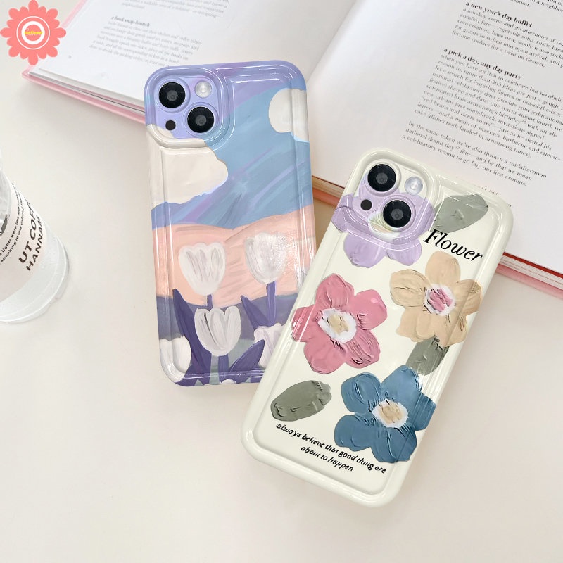 Spring Art Flower Tulips Case Untuk Samsung A54 A34 A13 A12 A14 A51 A31 A21S A20S A50 A32 A52s A04s A23 A53 A22 A71 A10S A52 A02s A03 A20 A04 A50s A30s A04E A1 A03s A30 Airbag Case