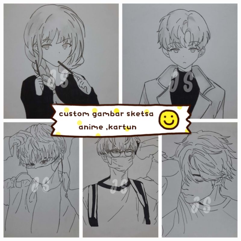 HADIAH ULANG TAHUN GAMBAR SKETSA ANIME / GAMBAR SKETSA KARTUN A5
