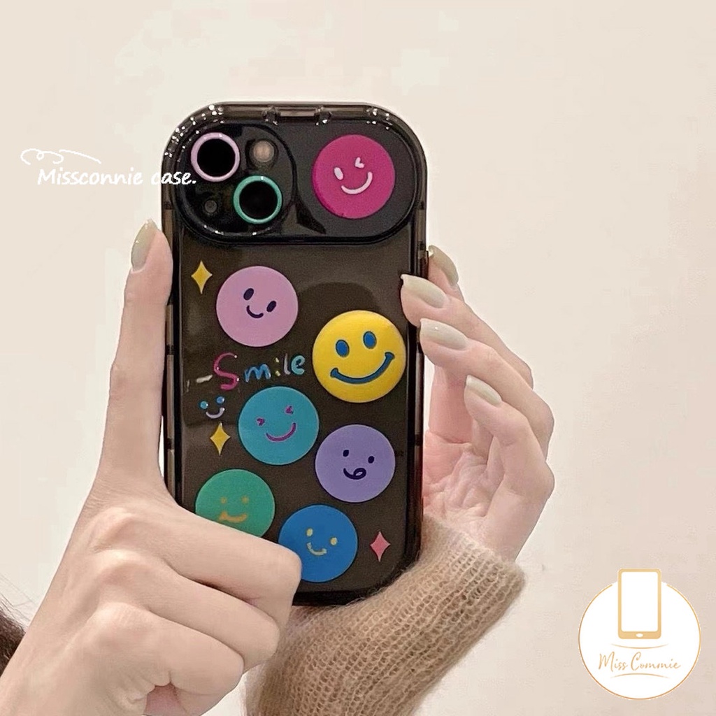 Flip Make Up Mirror Phone Case Kompatibel Untuk IPhone 11 Pro Max XR 78 Plus 11 13 12 14 Pro Max X XS Max SE 2020 Kartun Lucu Smiley Back Full Cover