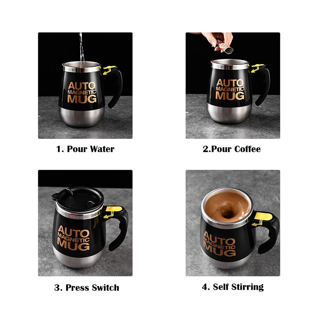 400ml Otomatis Self Stirring Mug Stainless Steel Kopi Teh Mixing Cup Mixer Penyimpanan Air Termal Menyajikan Cangkir Pasokan