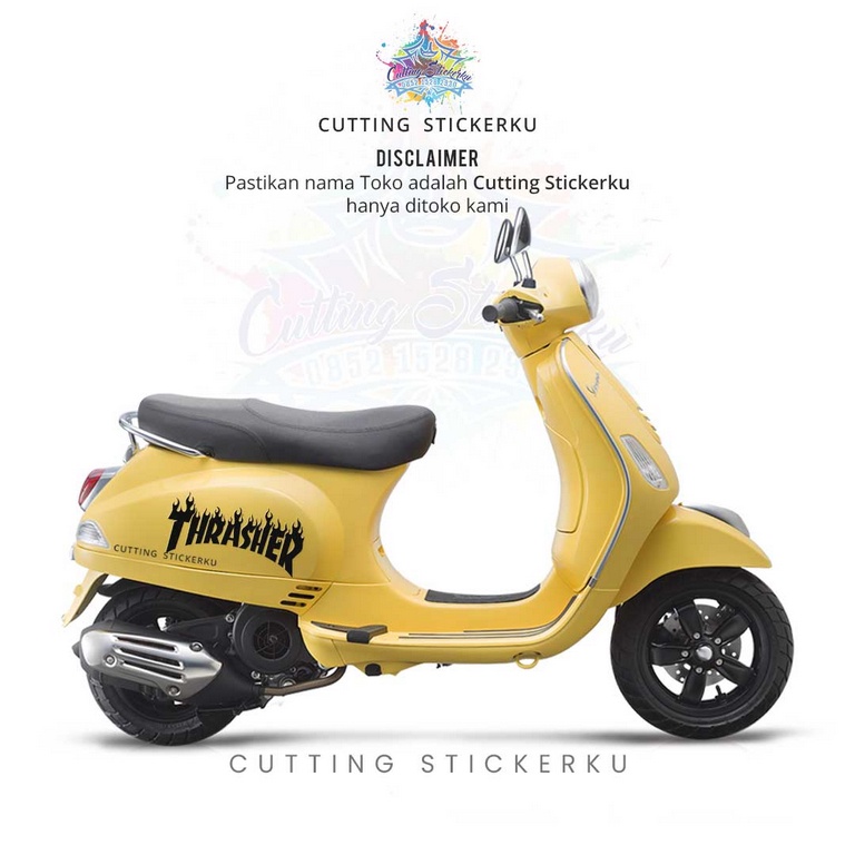 Cutting Stiker Thrasher Variasi Motor Mobil Sticker Timbul Keren Nyala Dasbor Spakbor Visor Body Kaca Helm Hologram Reflective Flame Tahan Air Bodi Samping Scoopy Vario Beat Nmax Pcx Vespa Aesthetic Pickup Windshield Kustom Spion Modif Racing Limited