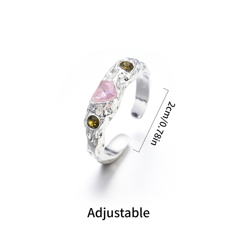 Niche Desain Gadis Cincin Tekstur Tidak Teratur Cincin Aksesoris Perhiasan Pesta Minimalis Cincin Berlian Pink Manis