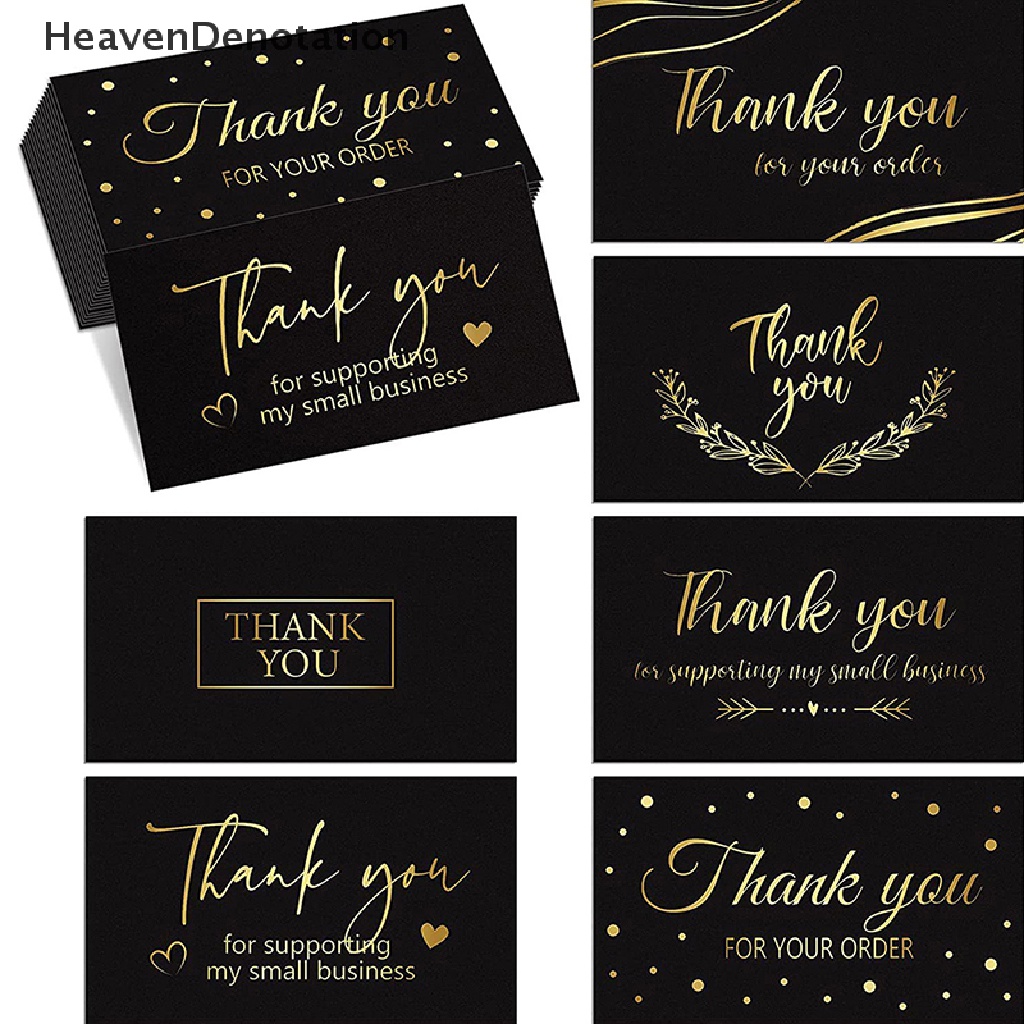 [HeavenDenotation] 50pcs Hitam Terima Kasih Untuk Pesanan Anda Kartu Nama Gift Business Greeg Card HDV