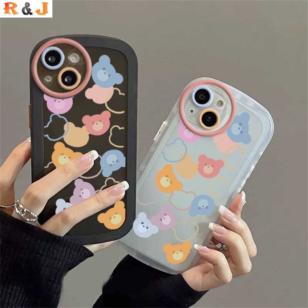 Soft Case Warna Warni VIVO Y16 Y22 Y35 Y33S Y21T Y21S Y33S Y11 Y12 Y15 Y17 Y12S Y12A Y15S Y15A Y20S Y20i Y19 Y91C Y30 Y51 S1 Kartun Beruang Lucu Silikon Jatuh Penutup Telepon