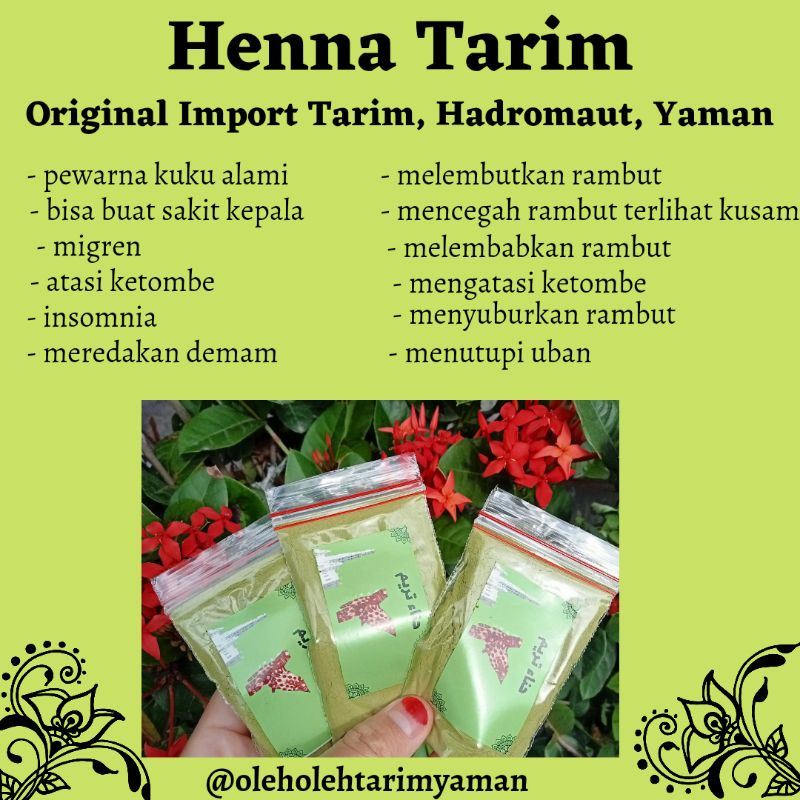 Henna Tarim Original Import Tarim, Hadromaut Yaman kemasan 7 gram