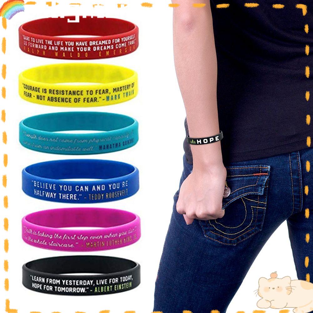 Solighter Motivational Silicone Wristbands Faith Believe Courage Gelang Inspirasi