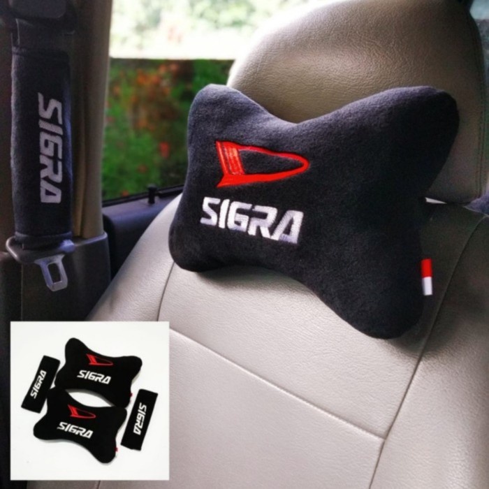 Bantal Mobil XENIA Headrest Sandaran Kepala Leher 2 bantal 2 Seat Belt