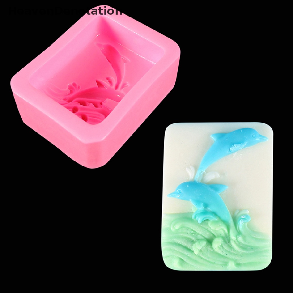 [HeavenDenotation] 1pc Surfing Dolphin Cetakan Silikon DIY Hewan Laut Membuat Sabun Kit Cetakan Kue HDV