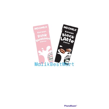 INDOMILK KOREAN SUSU UHT BLACK LATTE  dan PINK BLOSSOM 180 ML