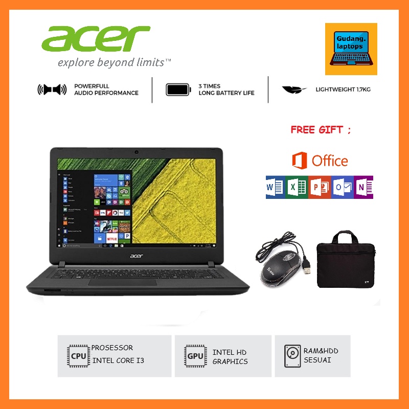 LAPTOP ACER 14 INTEL CORE-I3 RAM 8GB / SSD 256GB WINDOWS 10