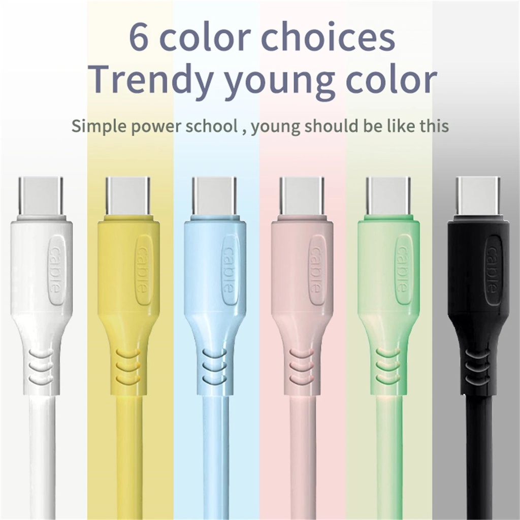 KABEL DATA CHARGER MACARON USB TYPE C FAST CHARGING ISI DAYA CEPAT MURAH NON PACK