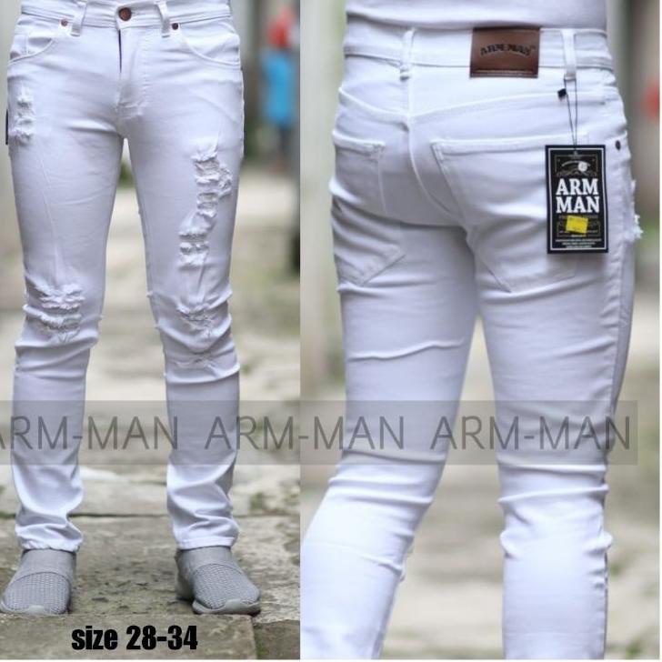 ◙ celana pria celana Lepi's sobek pria putih ✲