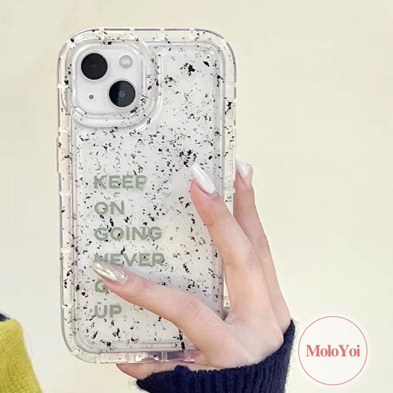 IPHONE Art Speckle Ink Pattern Simple Letter Casing Kompatibel Untuk Iphone11 7 8 Plus14 13 12 Pro MAX XR 6 6S X XS MAX Shockproof Airbag Transparan Bening Soft Case