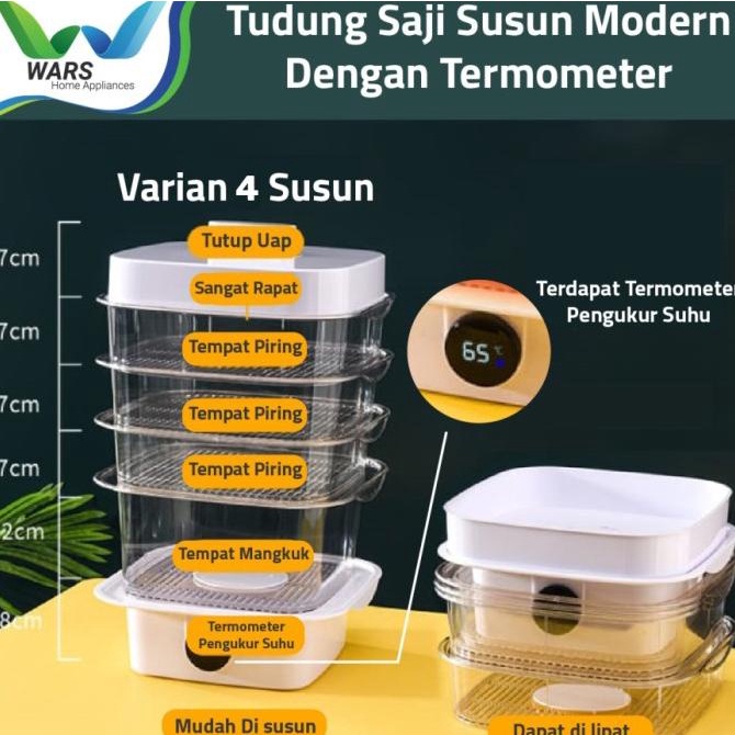 Tudung Saji Susun Modern Dengan Termometer