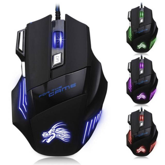 Alzenaa - Mouse Kabel Gaming Original X1 5500 DPI X9 cable Mouse Game RGB Colorful 7 LED light denga