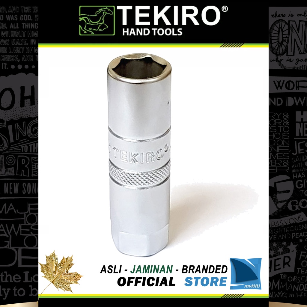 Mata Soket Busi 14 mm Berkaret Gagang Kunci Sock 3/8&quot; inch / Rubberized Spark Plug Socket TEKIRO