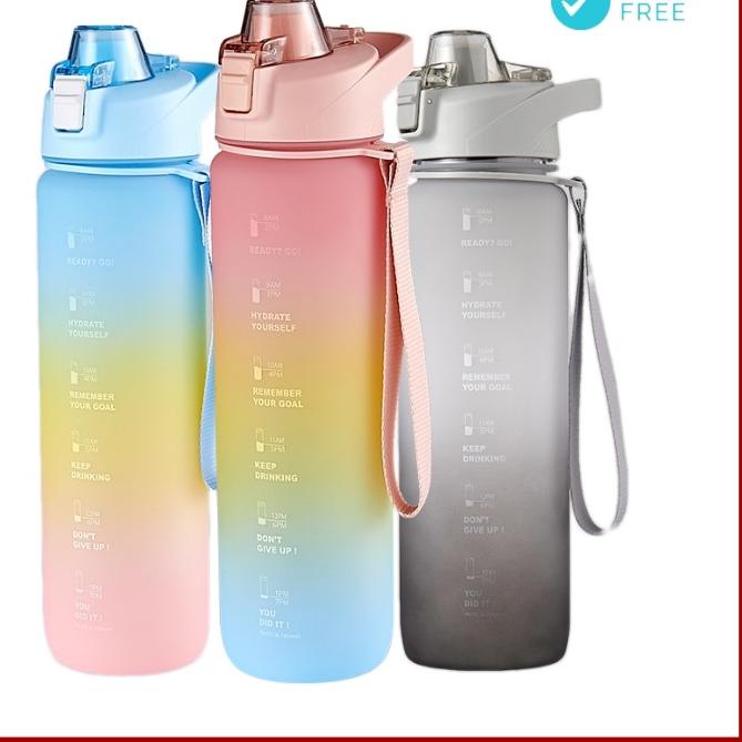 ➻ Botol Minum Motivasi 1 liter Tutup Flip Botol Minum Pastel 1 liter ❊