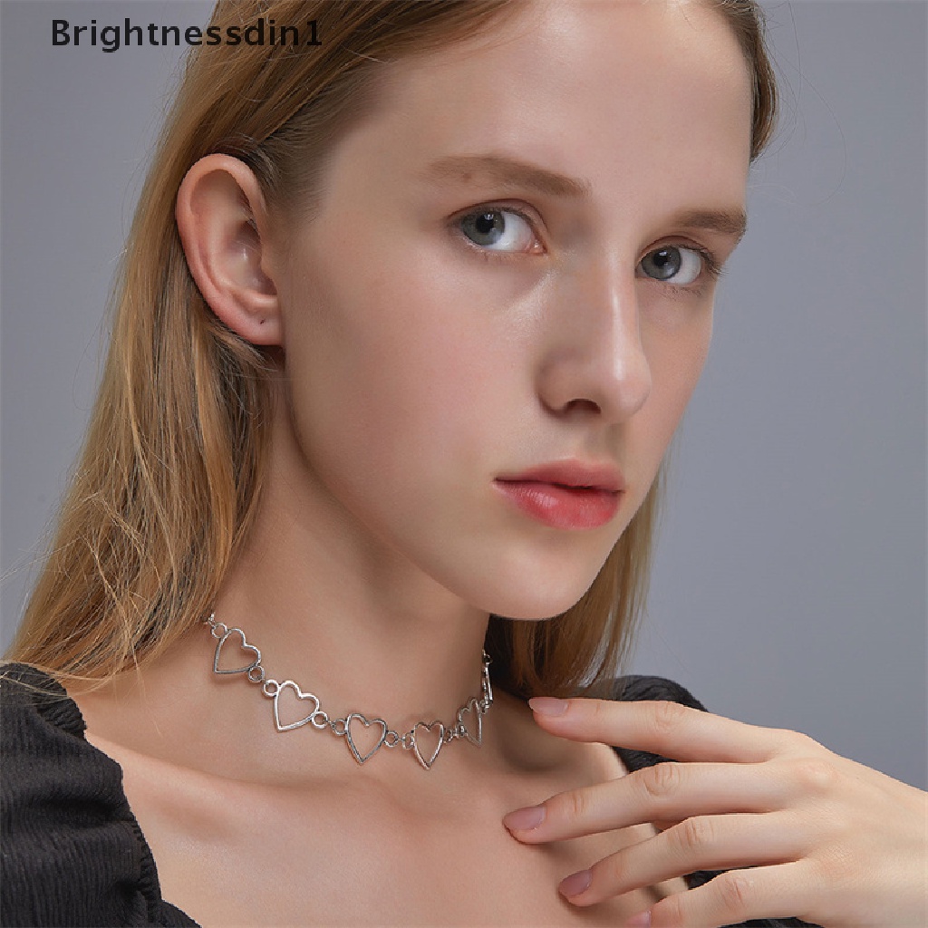 [Brightnessdin1] Berongga Cinta Manis Hati Choker Kalung Pernyataan Hadiah Pacar Dua Warna Lucu Kalung Perhiasan Butik