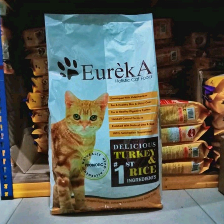 GRAB/GO-JEK Makanan Kucing Eureka All Stages Turkey &amp; Rice Kemasan 9,07KG