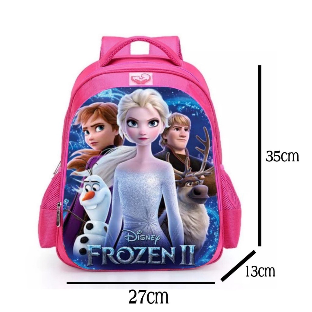 TERBARU RANSEL ANAK MOTIF KARTUN UKURAN 38X13X26 CM - TAS SEKOLAH TK-SD RANSEL ANAK PEREMPUAN KARAKTER TAS FROZEN IMPORT 3D EMBOSS BAHAN DINIR 300