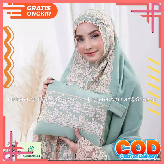 Mukena Dewasa Elmira Full Bordir/Mukena Rayon Premium Mukenah Dewasa Mungkena Dewasa Bahan Adem Tele