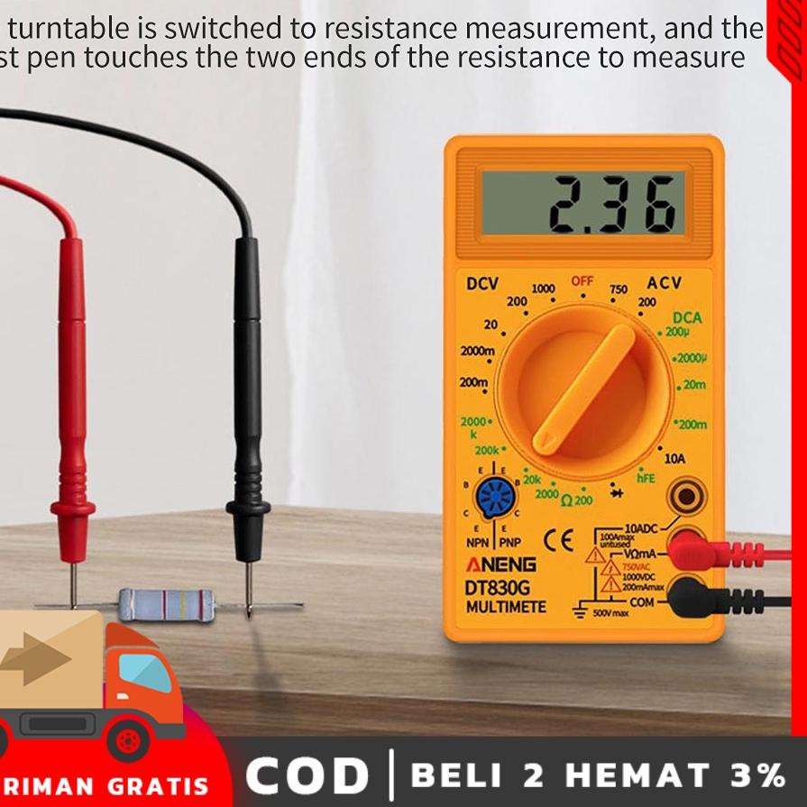 ℮ DT830B DT830G MULTIMETER MULTI TESTER AVO METER PROBE DIGITAL DISPLAY SIAP PAKAI bisa COD ☼
