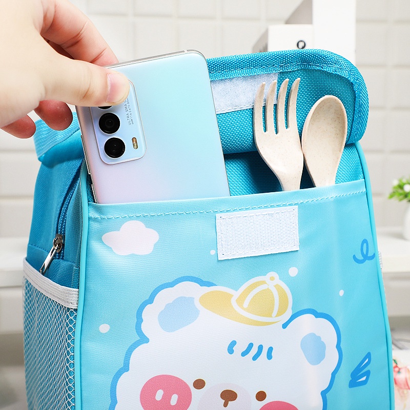 Lunch Bag Cute Tas Bekal Lunch Cooler Bag Tas Bento Aluminium Motif Dino And Bear