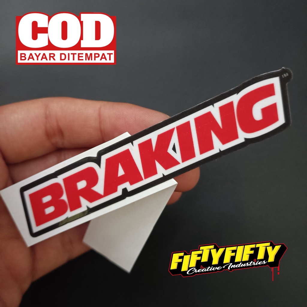 Stiker Print Cut BRAKING Stiker Printing Laminasi Glossy Stiker Motor Mobil Helm Sudah Membentuk Pola Desain