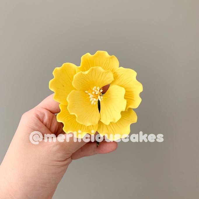 

Open Rose Yellow Kuning Bunga Gumpaste Flower Cake Kue Topper