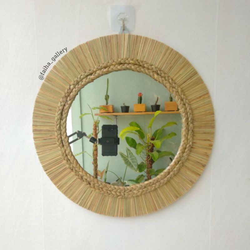 Seagrass Mirror / Cermin Seagrass / Cermin Mendong / Cermin Anyaman/Bohemian Mirror/Cermin Aesthetic