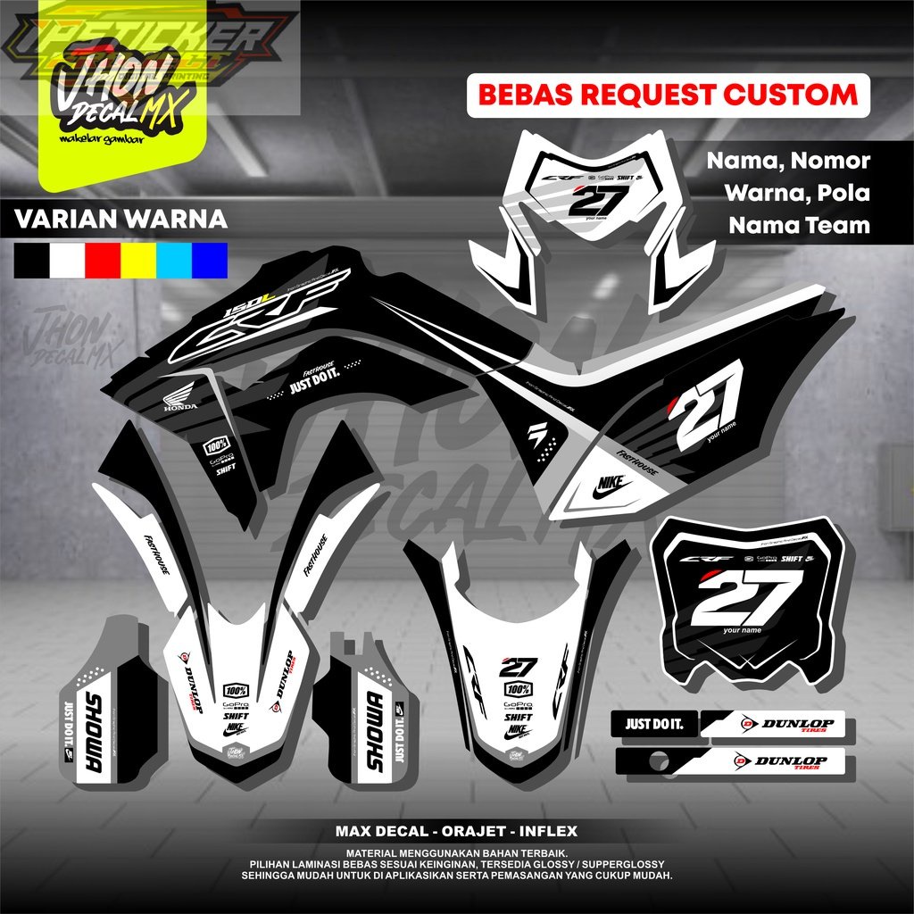 DECAL CRF 150 L HITAM PUTIH / DECAL CRF 150 L FULL BODY / Sticker CRF 150 L Full Body By JhonDecal /