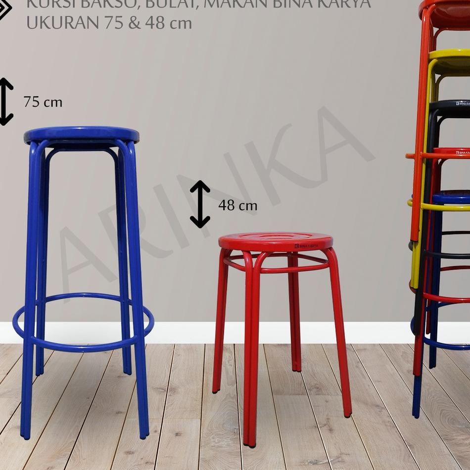 ➶ Kursi Bakso Besi Kursi Bar kursi Bulat Kursi Tinggi 48 & 75 cm ✿
