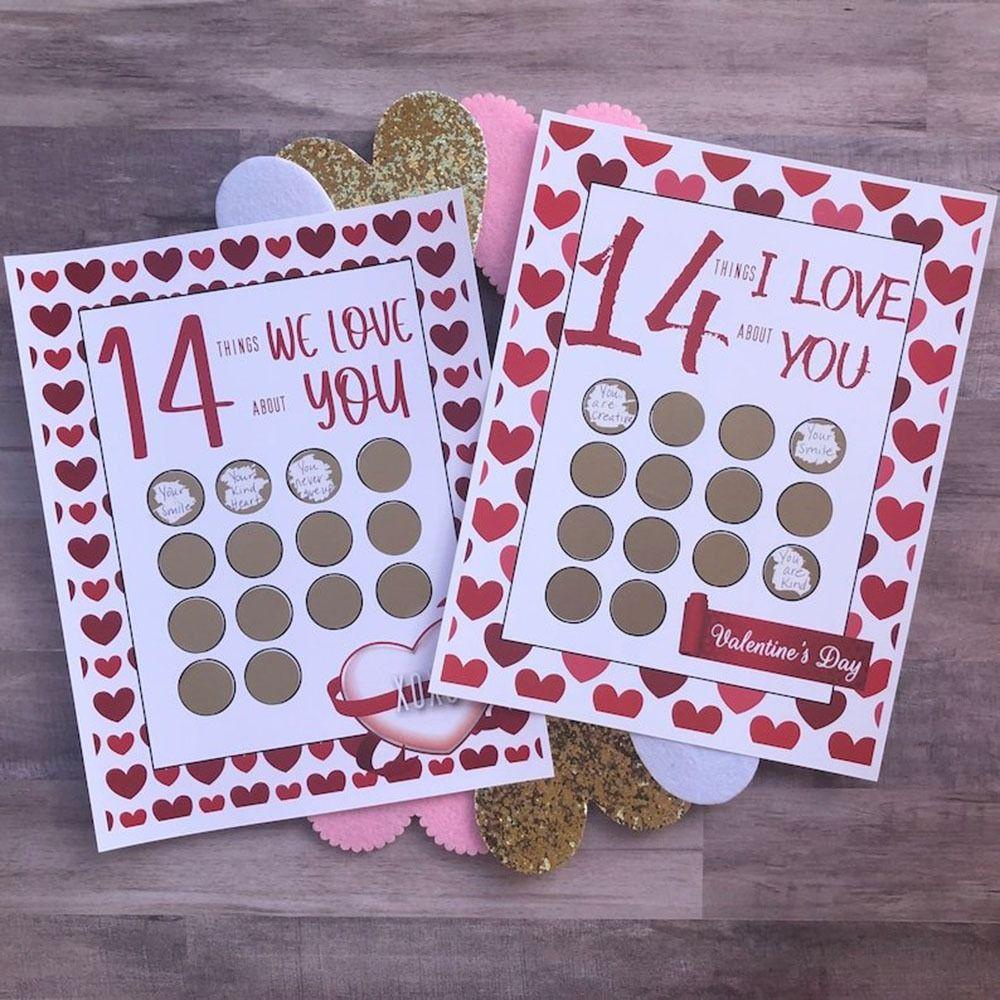 Solighter Valentine Scratch Off Print Kartu Cetak Kardus Putih Romantis 14hal Aku Suka Kamu