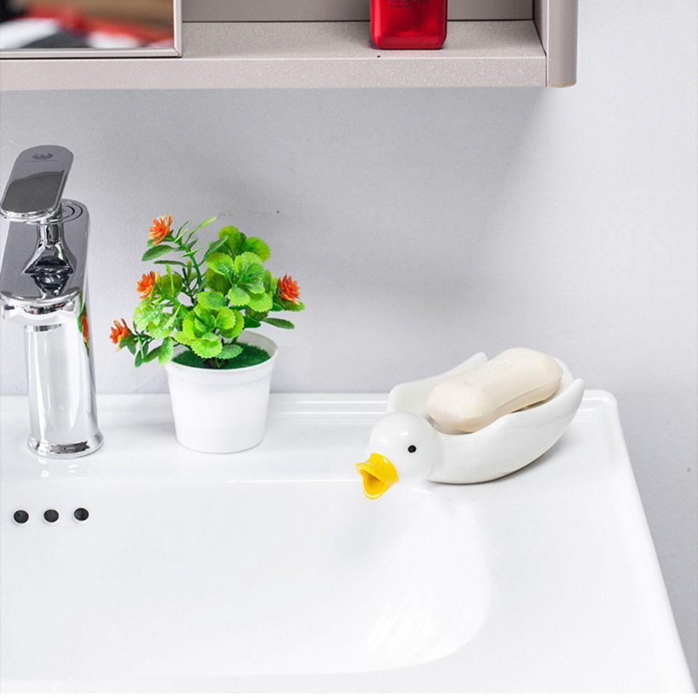 Tempat Sabun Nanas Non-slip Drain Soap Case Penyimpanan Spons Dapur Keramik Bentuk Bebek