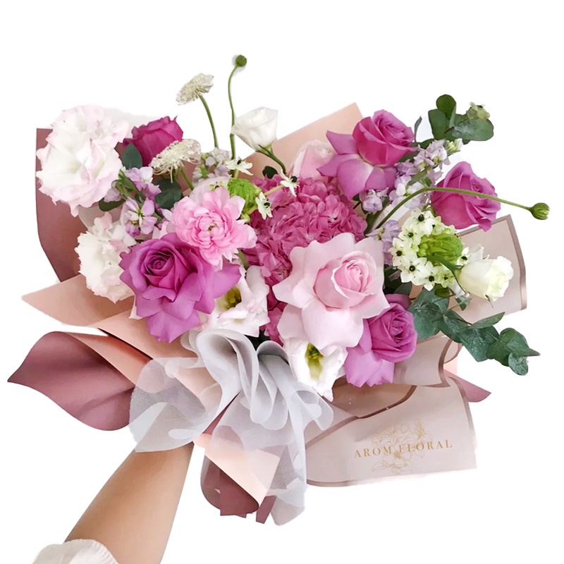 Flower Wrapping Paper Polynet Korea / Mesh Roll Tile Jaring / Kertas Buket Bunga Florist Motif polkadot KB6279