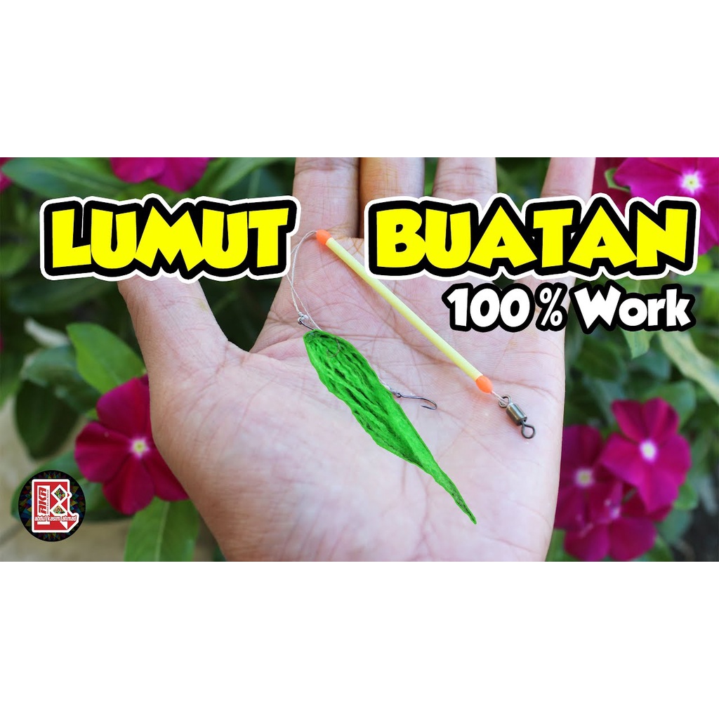 lumut tiruan umpan pancing ikan / Umpan Lumut Tiruan + Kail untuk Nila Mujair dll / umpan lumut tiru