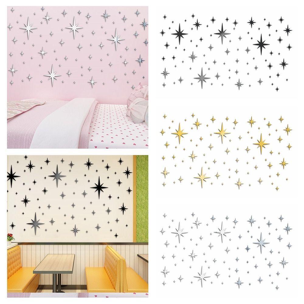 Populer 82PCS Cermin Stiker Dinding Removable Self-adhesive Dekorasi Rumah Vinyl Mural Art