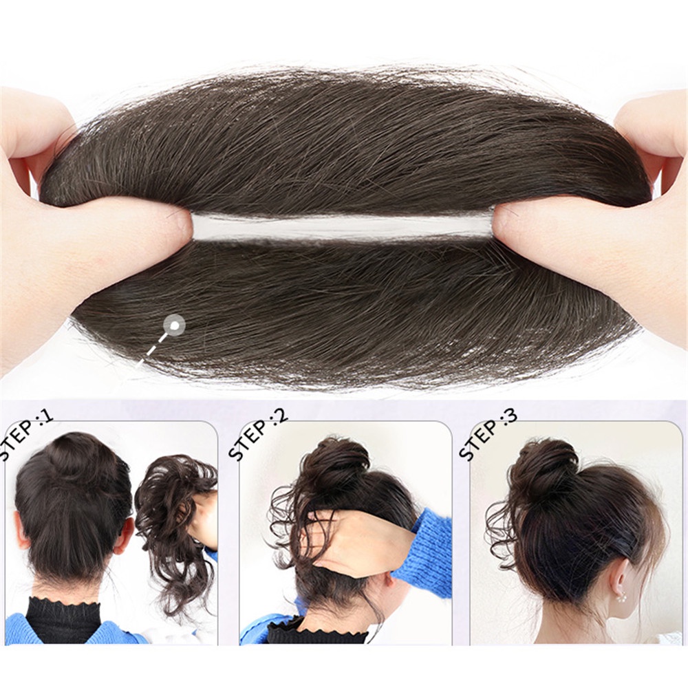 [COD Tangding] 2 Pcs Fluffy Tassel Round Ball Head Wig Wanita Perempuan Natural Double Ball Head Aksesoris