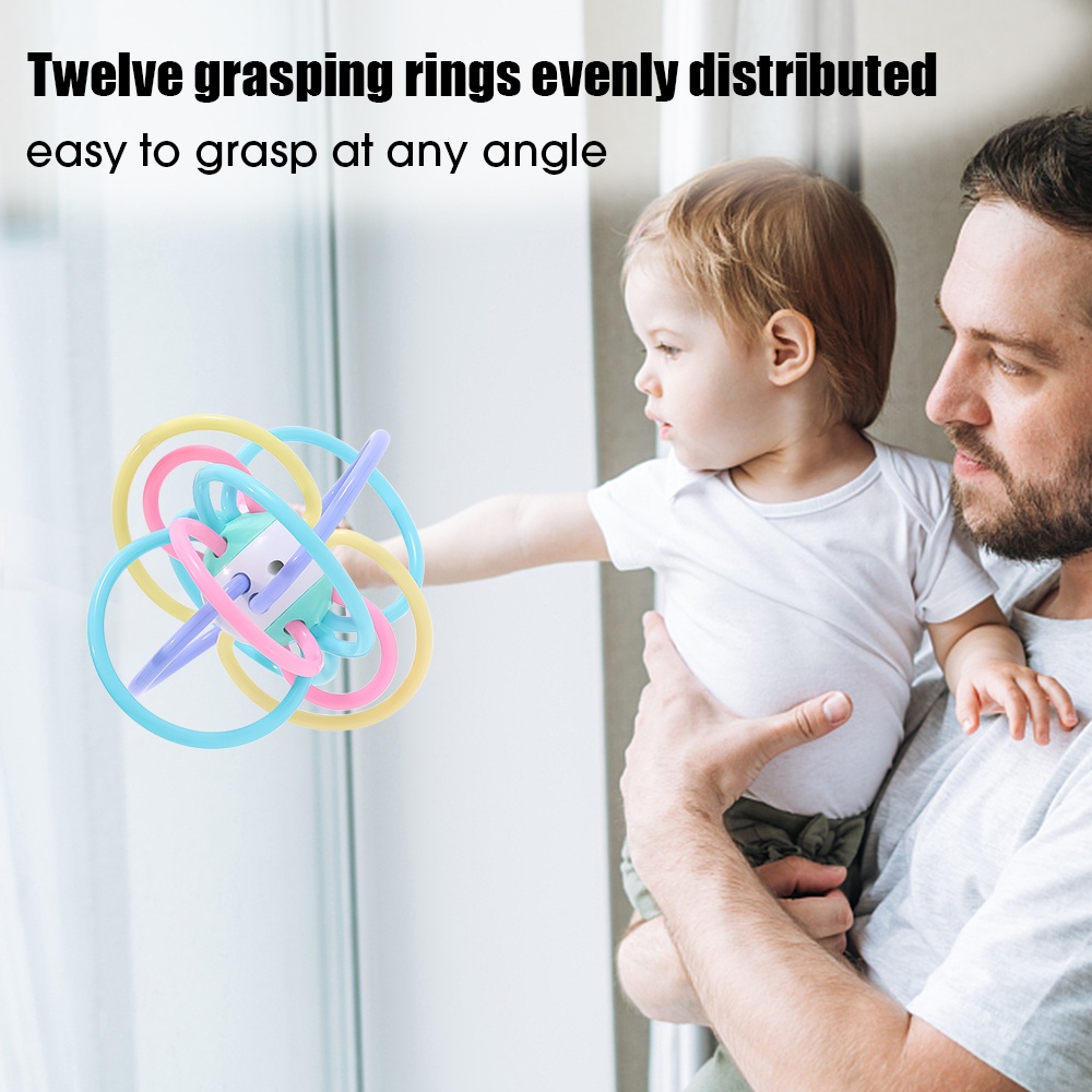 Mainan Bayi Bola Manhattan Grab Untuk 0-3 Tahun/Molar Karet Lembut Dapat Gigit Kerincingan/Mainan Edukasi Rebus Suhu Tinggi/Baby Early Education Grasp Training Ball