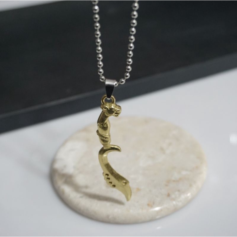 Kalung Kujang Rantai Metal Import Premium