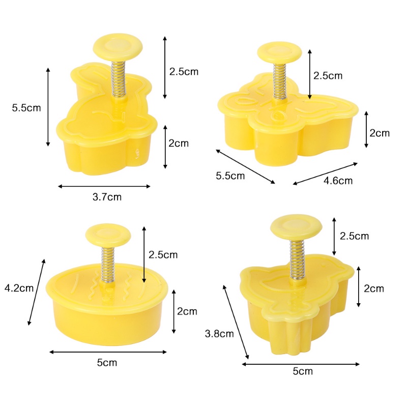 4pcs/set Pemotong Plastik Cookie Biskuit Paskah/Telur Kelinci Ayam Bentuk Kupu-Kupu Fondant Pastry Mold Baking Tools