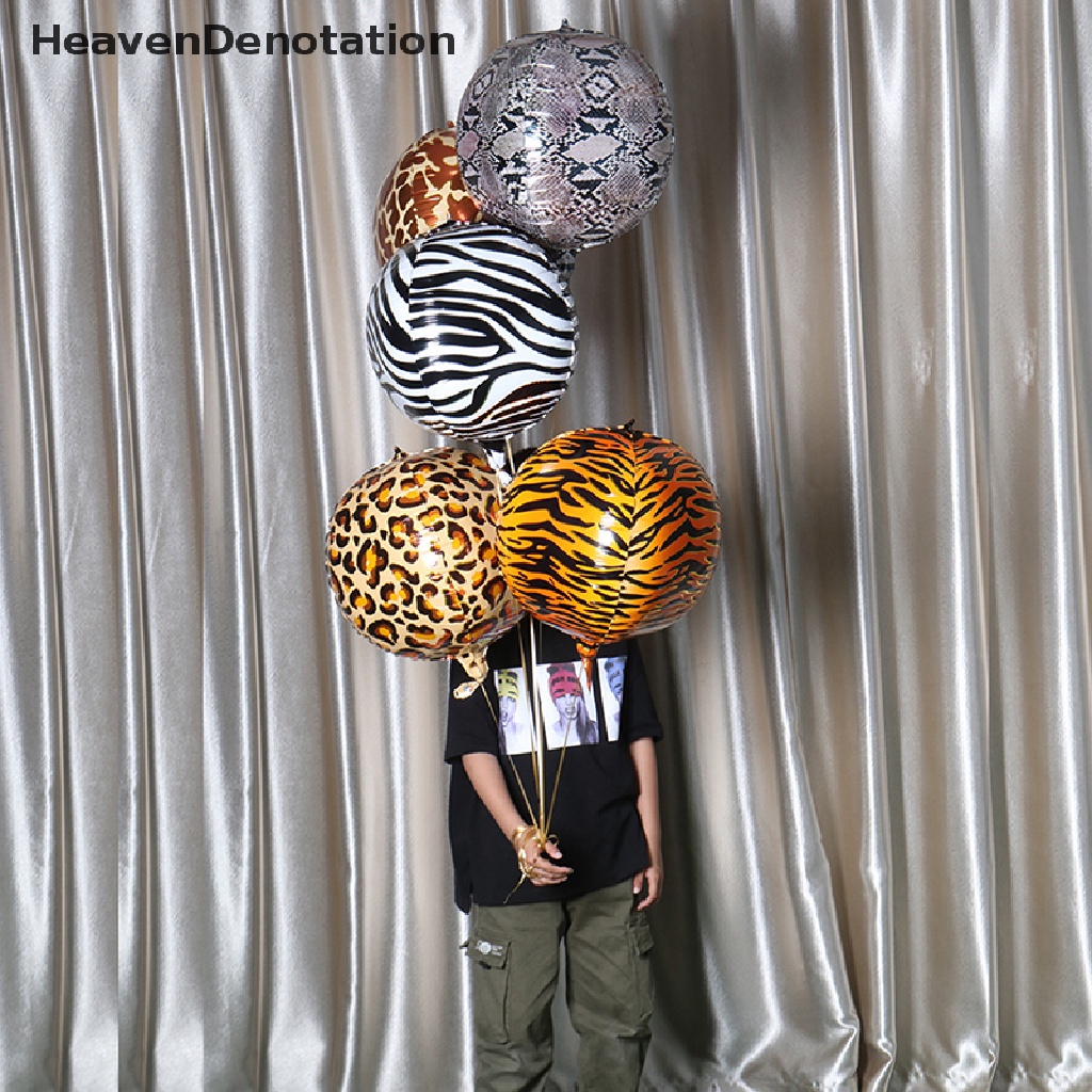 [HeavenDenotation] 4 Pcs 18 Inci Hewan Dicetak Harimau Zebra Leopard Foil Balon Perlengkapan Tema Kebun Binatang HDV