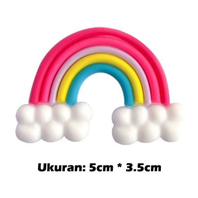 Cake topper hiasan kue clay pelangi rainbow awan Kecil 3D Bahan Clay Resin Warna Warni