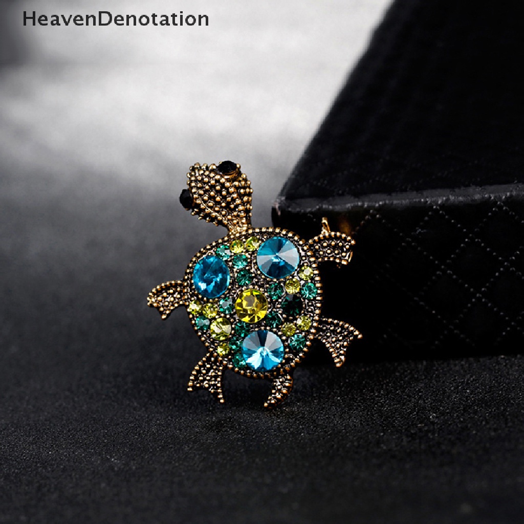 [HeavenDenotation] Kepribadian Lucu Retro Kecil Turtle Bros Berlian Imitasi Hewan Turtle Brooch HDV