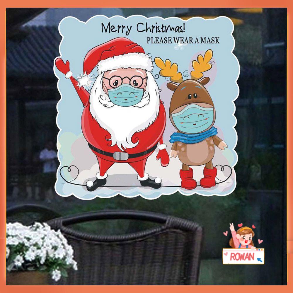 R-flower Christmas Wall Sticker Vinyl Perekat Diri Dekorasi Rumah Santa Clause Rusa