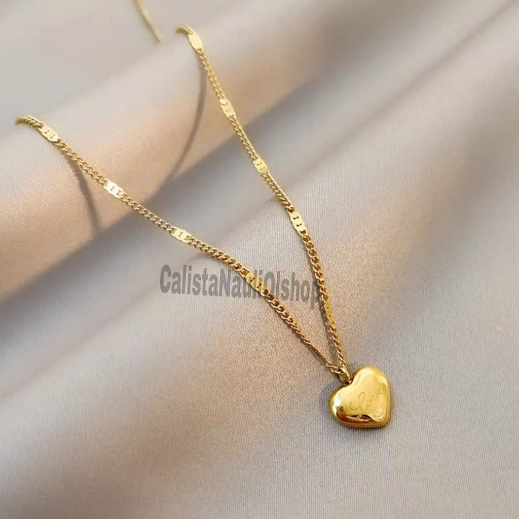 Kalung Titanium Love Rantai Spasi Korea Anti Karat Dan Anti Luntur