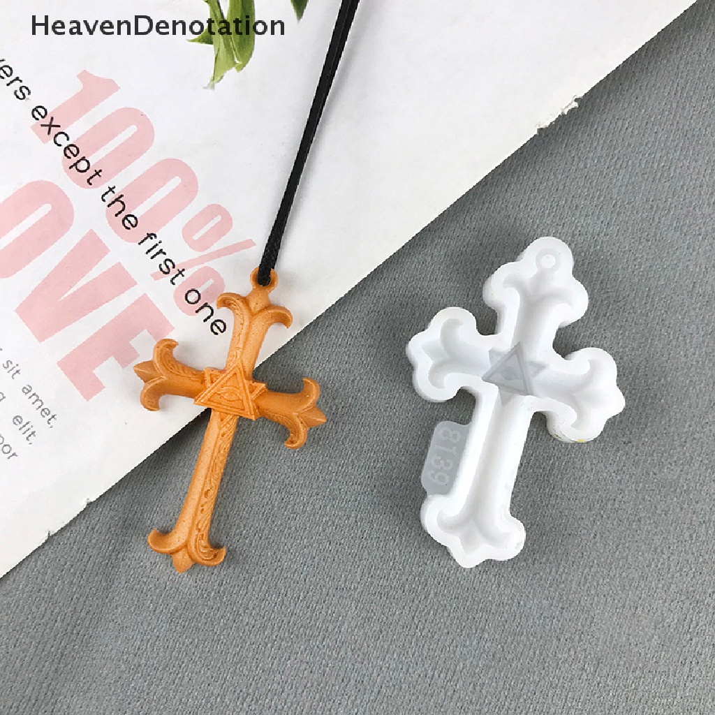 [HeavenDenotation] Cross Resin Mold Silicone Mold Epoxy Resin Cross Mold Untuk Casg DIY Gantungan Kunci Kalung Liontin Membuat Perhiasan HDV