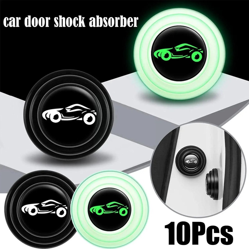 [Unggulan] 10pcs Luminous Car Door Soundproof Silicone Pads Soundproof Buffer Gasket Auto Anti-shock Buffer Stiker Penutup Pintu Anti-Tabrakan Buffer Gasket Sticker