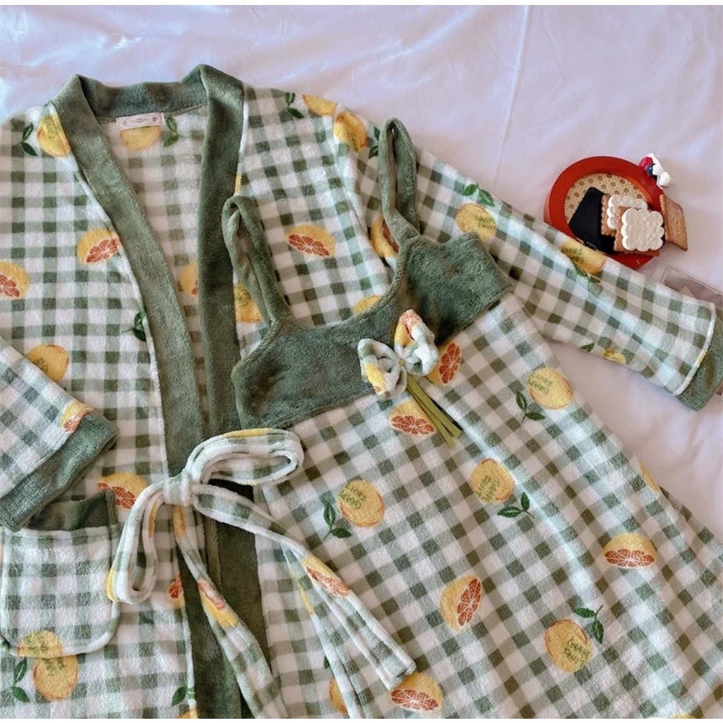 Kimono handuk bludru/kimono bulu include inner/kimono wanita lingerie